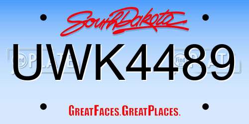 UWK4489 South Dakota License Plate