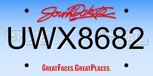 UWX8682 South Dakota License Plate