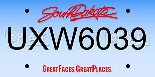 UXW6039 South Dakota License Plate