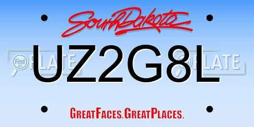 UZ2G8L South Dakota License Plate