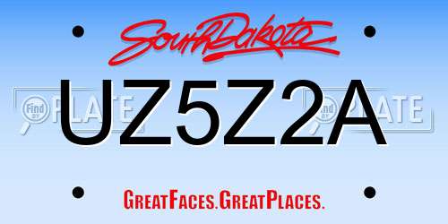 UZ5Z2A South Dakota License Plate