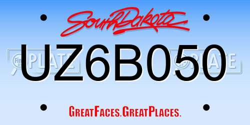 UZ6B050 South Dakota License Plate