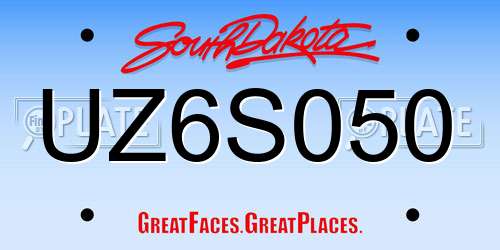 UZ6S050 South Dakota License Plate