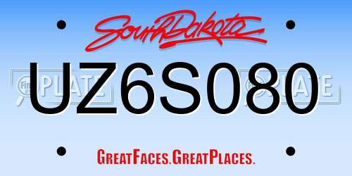 UZ6S080 South Dakota License Plate