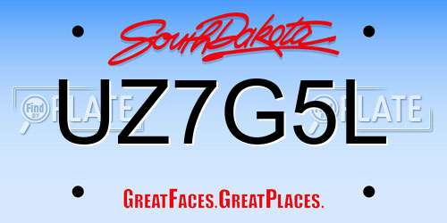 UZ7G5L South Dakota License Plate