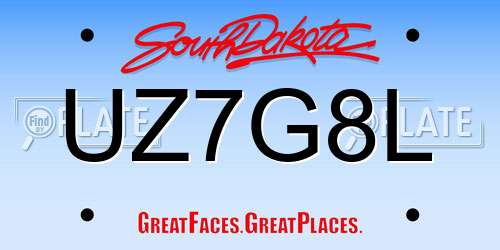 UZ7G8L South Dakota License Plate