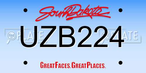 UZB224 South Dakota License Plate