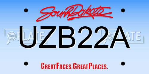 UZB22A South Dakota License Plate