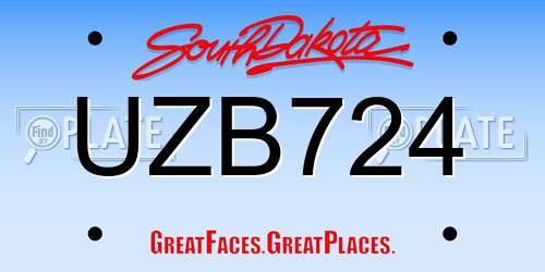 UZB724 South Dakota License Plate
