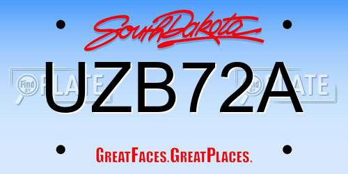UZB72A South Dakota License Plate