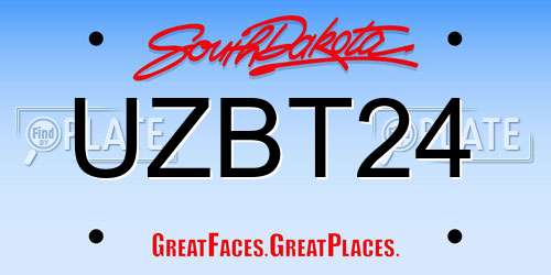 UZBT24 South Dakota License Plate