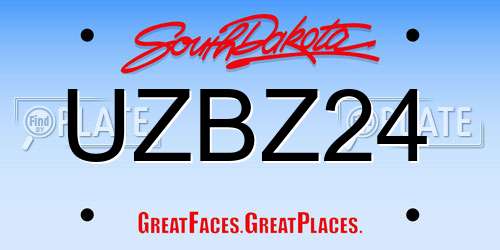 UZBZ24 South Dakota License Plate