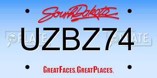 UZBZ74 South Dakota License Plate