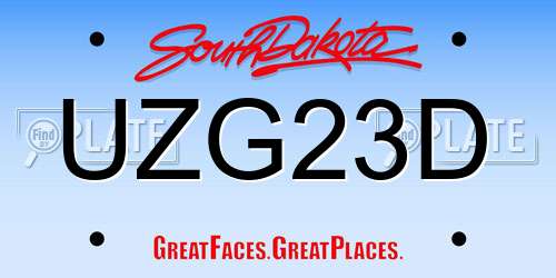 UZG23D South Dakota License Plate