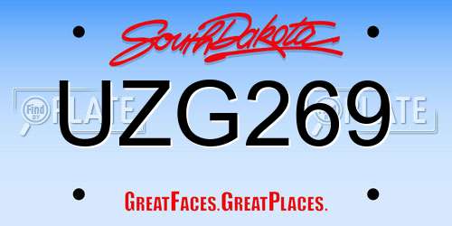 UZG269 South Dakota License Plate