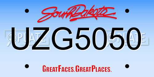 UZG5050 South Dakota License Plate