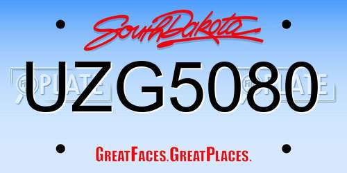 UZG5080 South Dakota License Plate