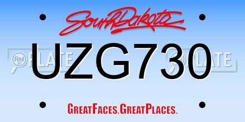 UZG730 South Dakota License Plate
