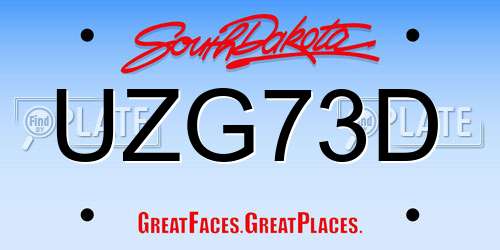 UZG73D South Dakota License Plate