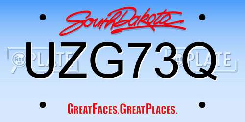 UZG73Q South Dakota License Plate