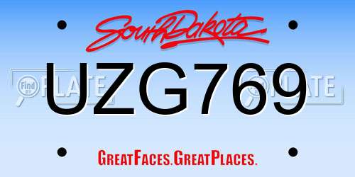 UZG769 South Dakota License Plate