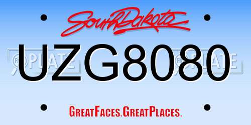 UZG8080 South Dakota License Plate