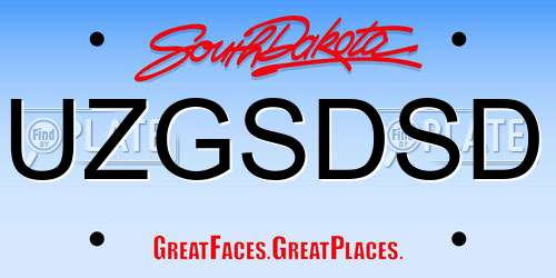 UZGSDSD South Dakota License Plate