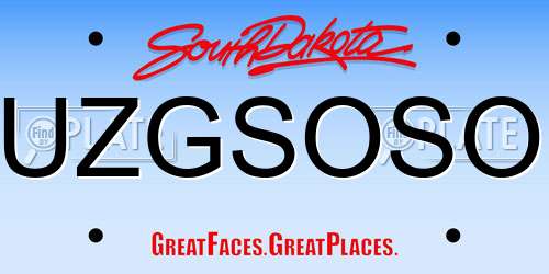 UZGSOSO South Dakota License Plate