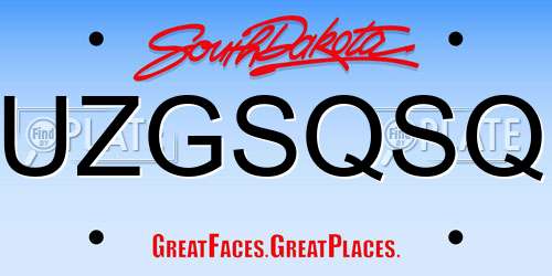 UZGSQSQ South Dakota License Plate