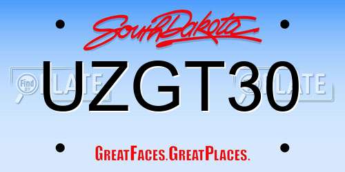 UZGT30 South Dakota License Plate