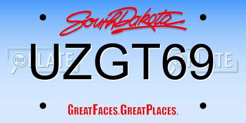 UZGT69 South Dakota License Plate