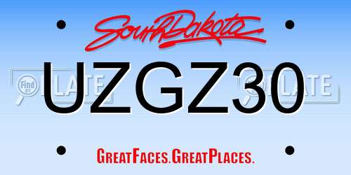 UZGZ30 South Dakota License Plate