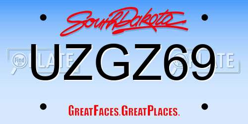 UZGZ69 South Dakota License Plate
