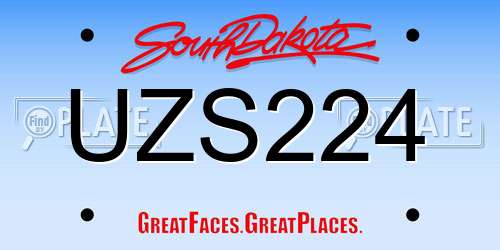 UZS224 South Dakota License Plate