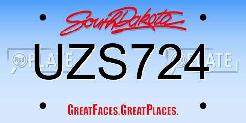 UZS724 South Dakota License Plate