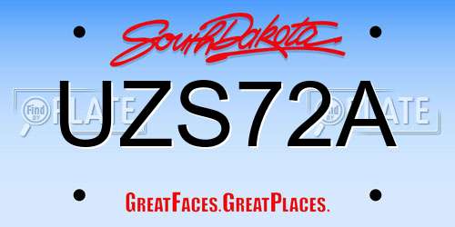 UZS72A South Dakota License Plate