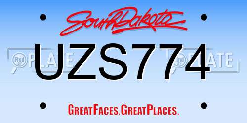 UZS774 South Dakota License Plate