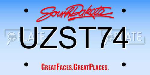 UZST74 South Dakota License Plate