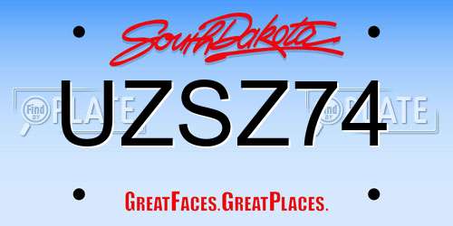 UZSZ74 South Dakota License Plate