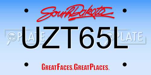 UZT65L South Dakota License Plate