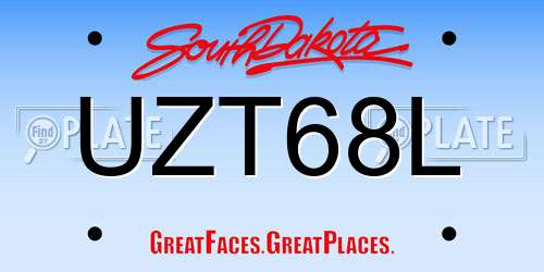 UZT68L South Dakota License Plate