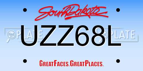UZZ68L South Dakota License Plate