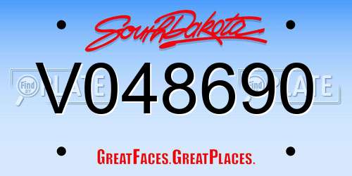 V048690 South Dakota License Plate