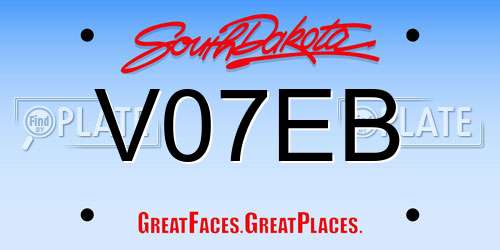 V07EB South Dakota License Plate