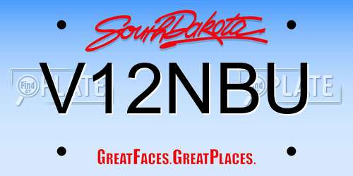 V12NBU South Dakota License Plate