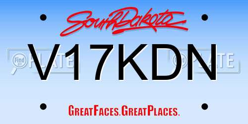 V17KDN South Dakota License Plate