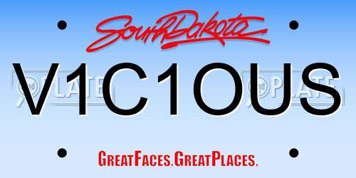 V1C1OUS South Dakota License Plate