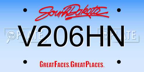 V206HN South Dakota License Plate