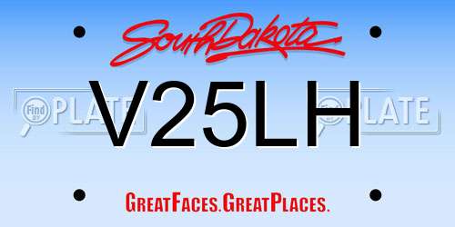 V25LH South Dakota License Plate