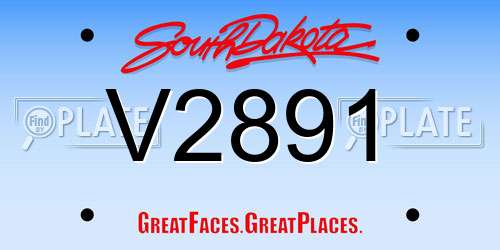 V2891 South Dakota License Plate